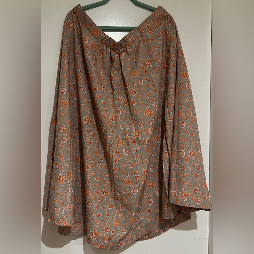 Floral Maxi Skirt in Gray and Orange